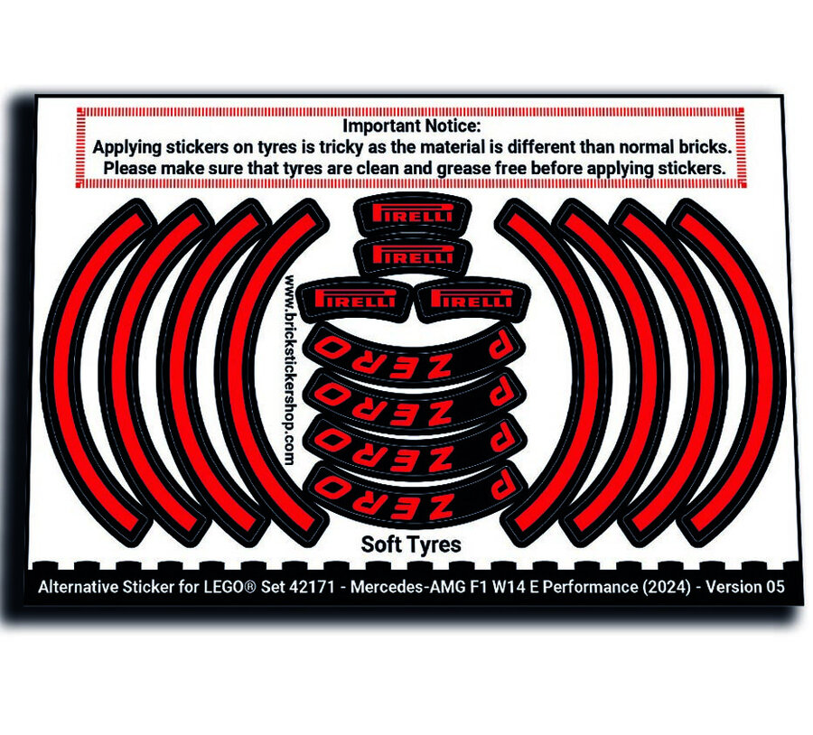 Alternative Sticker for Set 42171 - Mercedes-AMG F1 W14 E Performance - Version 05 (Soft Tyres)