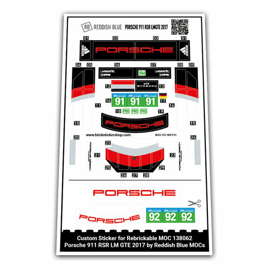 Custom Sticker - Porsche 911 RSR LMGTE 2017 by Reddish Blue MOCS