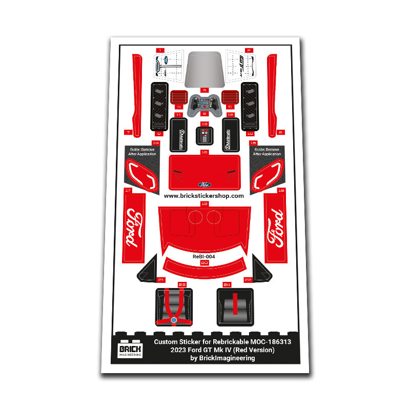 Custom Sticker - Ford GT Mk IV 2023 (Red Version) by BrickImagineering