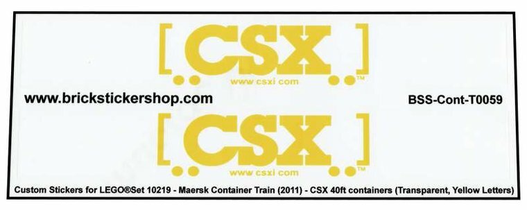 Custom Sticker - Container CSX 40ft (Yellow Letters)