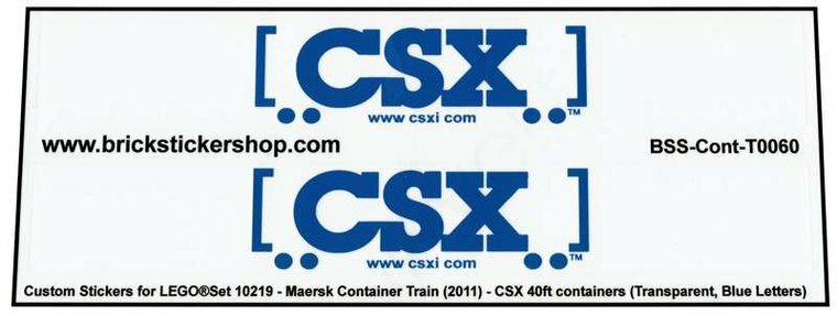 Custom Sticker - Container CSX 40ft (Blue Letters)