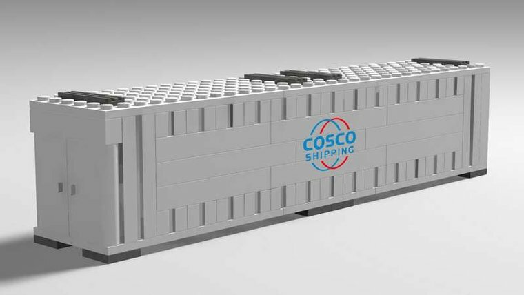 Custom Sticker - Container Cosco Shipping 40ft (blauw-rood)