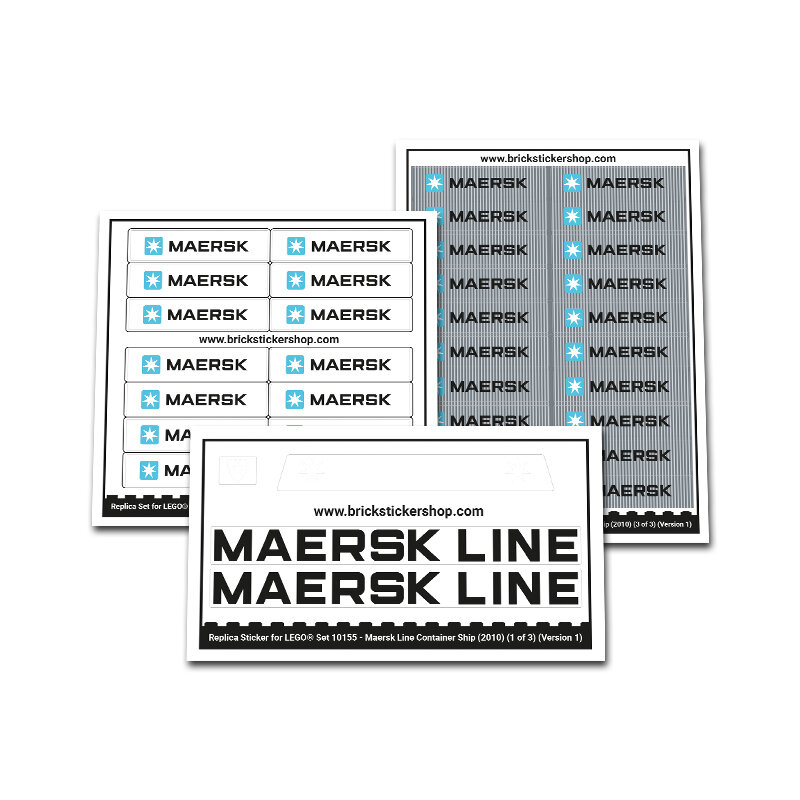 Replica Sticker voor Set 10155 - Maersk Line Container Ship 2010 Edition (Black Letters)