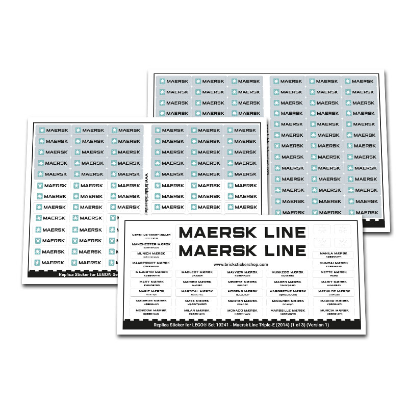 Replica Sticker voor Set 10241 - Maersk Line Triple-E (Black Letters)