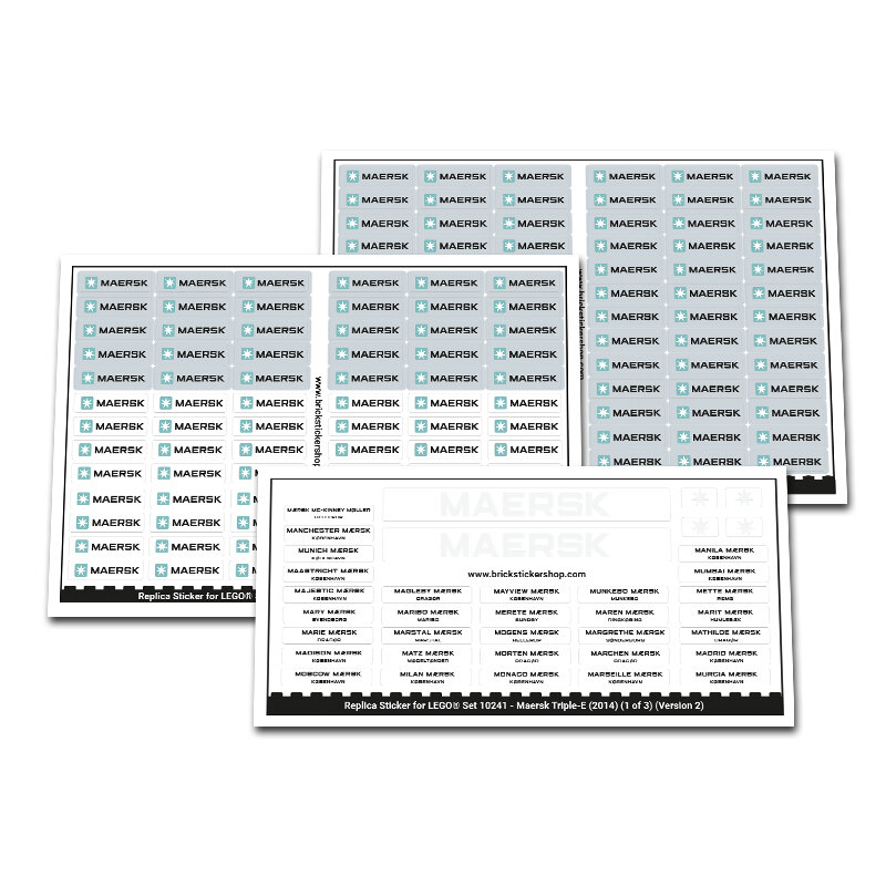 Replacement Sticker for Set 10241 - Maersk  Triple-E (White Letters)