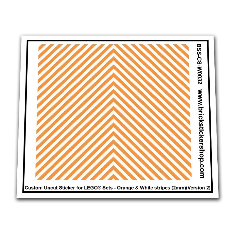 Custom Sticker - Orange &amp; White Stripes (2mm) (V2)