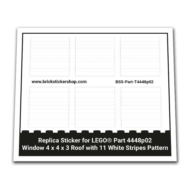 Custom Sticker - Window 4 x 4 x 3 Roof with 11 White Stripes Pattern