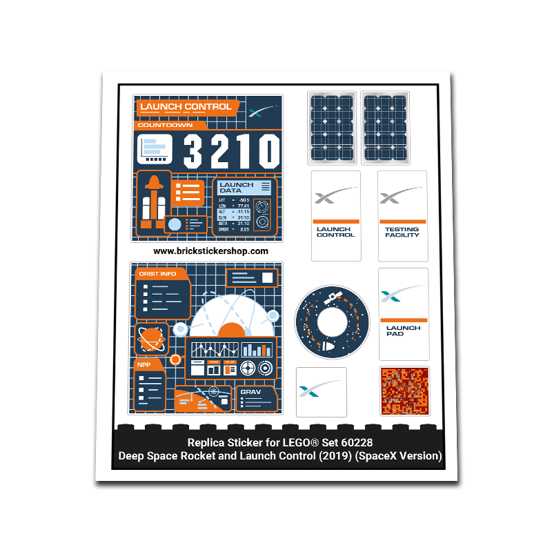 Replica Sticker voor Set 60228 - Deep Space Rocket and Launch Control - SpaceX Version