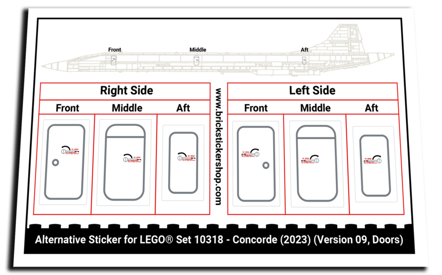 Alternative Sticker for Set 10318 - Concorde (Version 09, Doors)