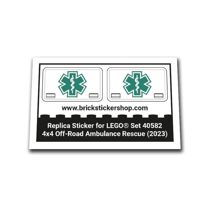 Replica Sticker voor Set 40582 - 4x4 Off-Road Ambulance Rescue