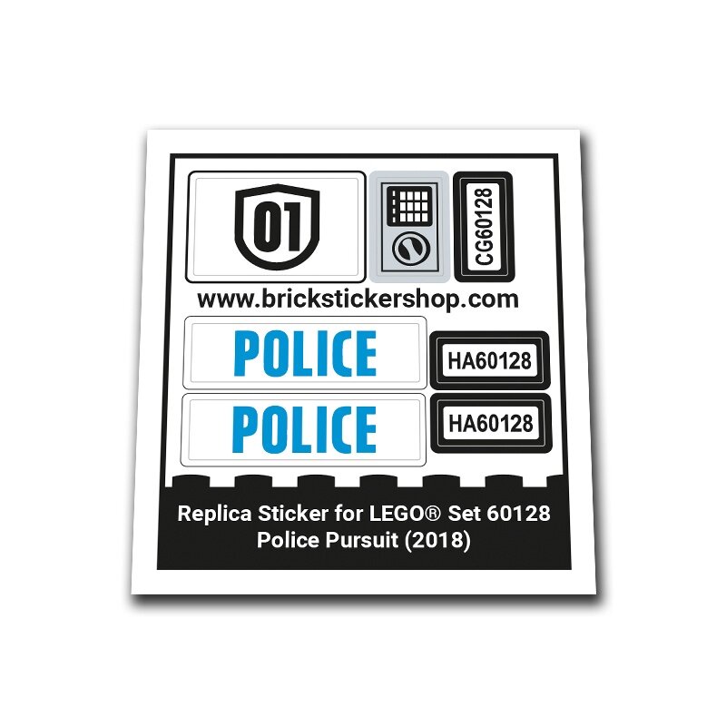 Replica Sticker voor Set 60128 - Police Pursuit