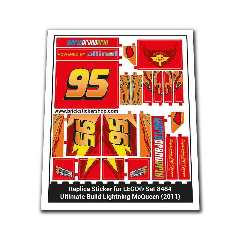 Replica Sticker voor Set 8484 - Ultimate Build Lightning McQueen