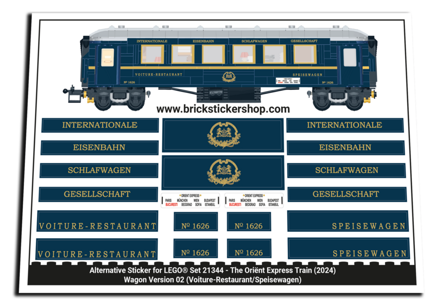 Alternatieve Sticker voor Set 21344 - The Orient Express Train (Versie 2)