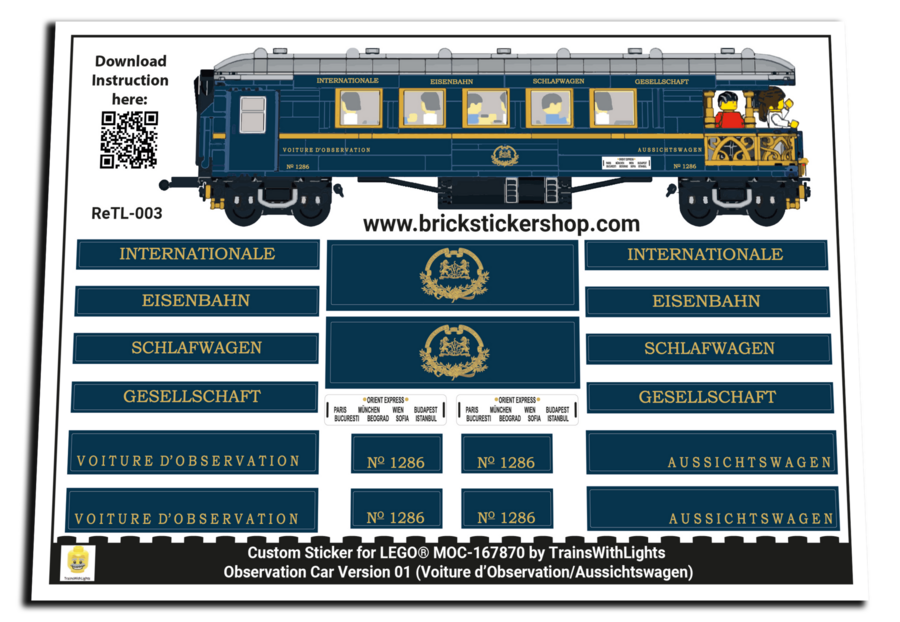 Custom Sticker for Rebrickable MOC-167870 - Orient Express Observation Car (Version 1)