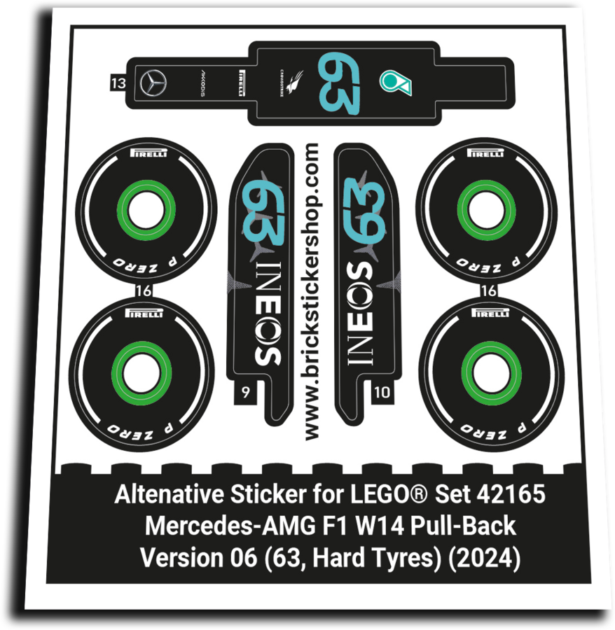 Alternatieve Sticker voor Set 42165 - Mercedes-AMG F1 W14 - V06 (63, Hard)