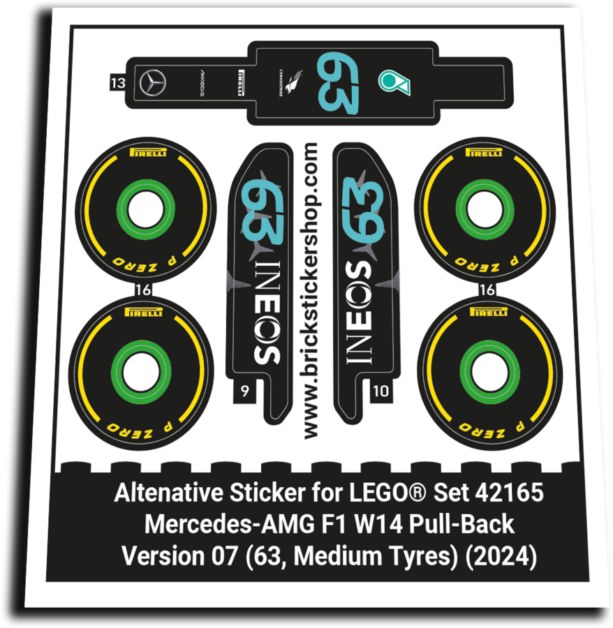 Alternatieve Sticker voor Set 42165 - Mercedes-AMG F1 W14 - V07 (63, Medium)