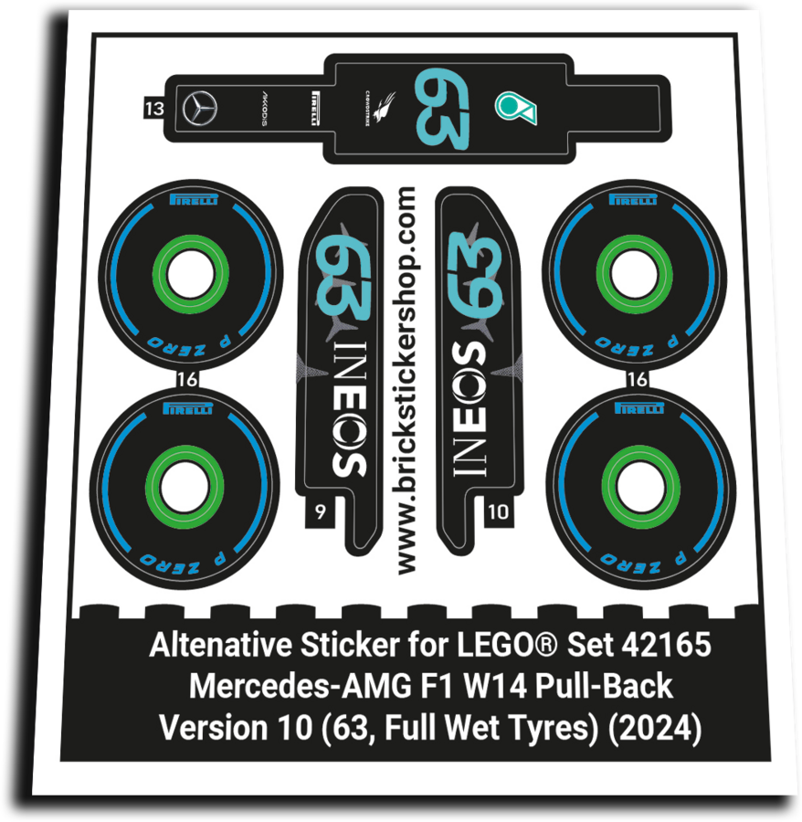 Alternatieve Sticker voor Set 42165 - Mercedes-AMG F1 W14 - V10 (63, Full Wet)