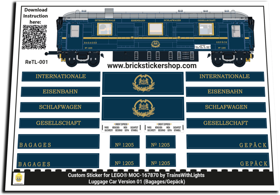 Custom Sticker for Rebrickable MOC-167870 - Orient Express Observation Car (Version 1)