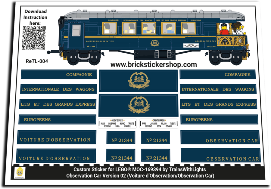 Custom Sticker for Rebrickable MOC-167870 - Orient Express Observation Car (Version 2)