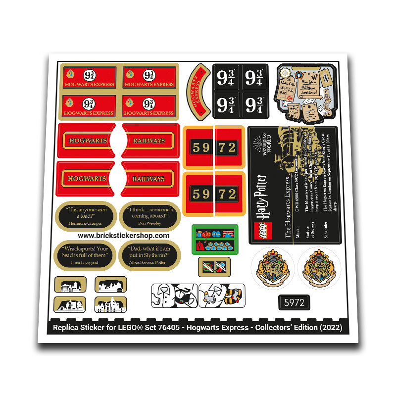 Replacement Sticker for Set 76405 - Hogwarts Express - Collectors&rsquo; Edition (Corrected Plaque)