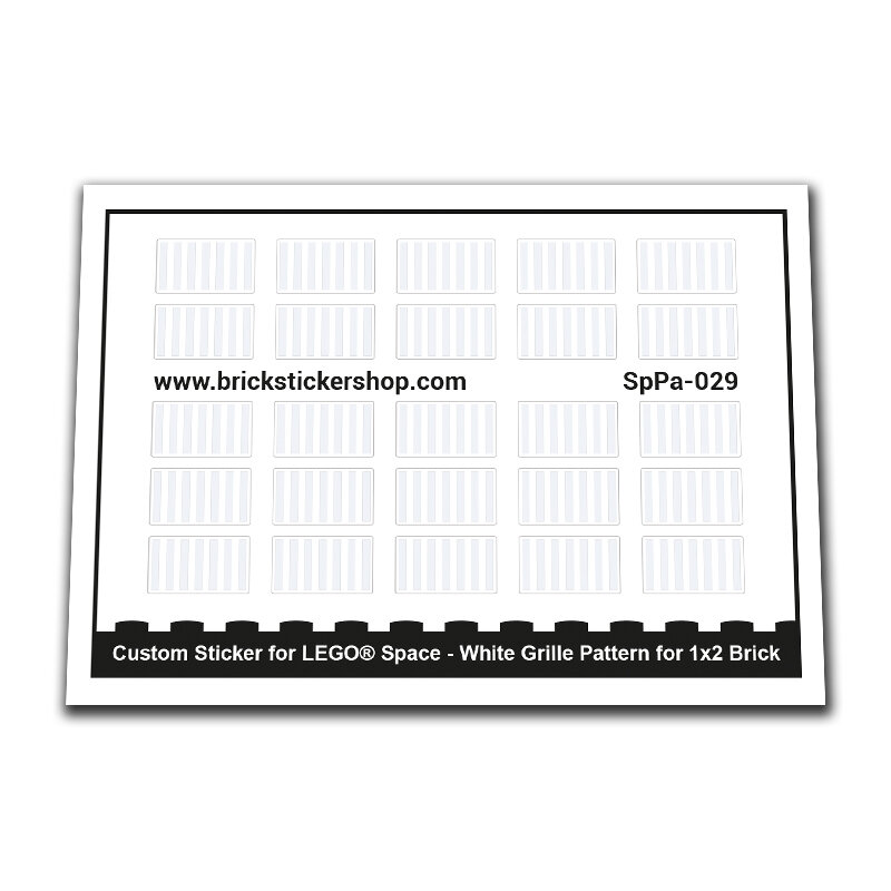 Custom Sticker - White Grille Pattern for 1x2 Brick