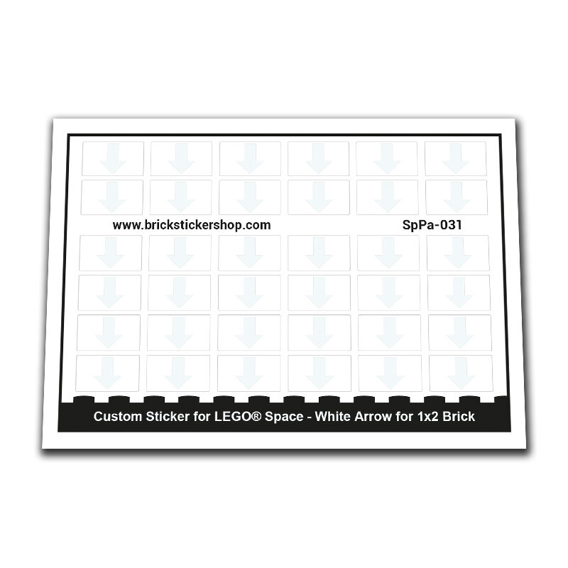 Custom Sticker - White Arrow Pattern for 1x2 Brick