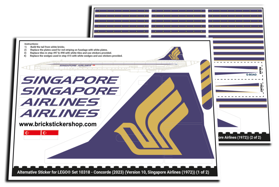 Alternative Sticker for Set 10318 - Concorde (Version 10, Singapore Airlines)