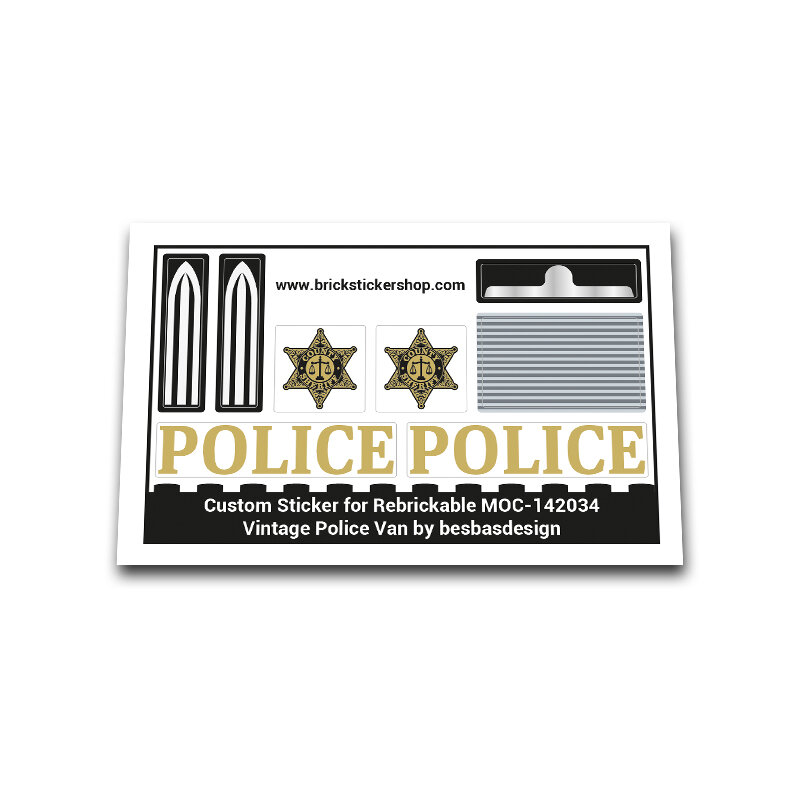 Custom Sticker for Rebrickable MOC-142034 - Vintage Police Van by besbasdesign