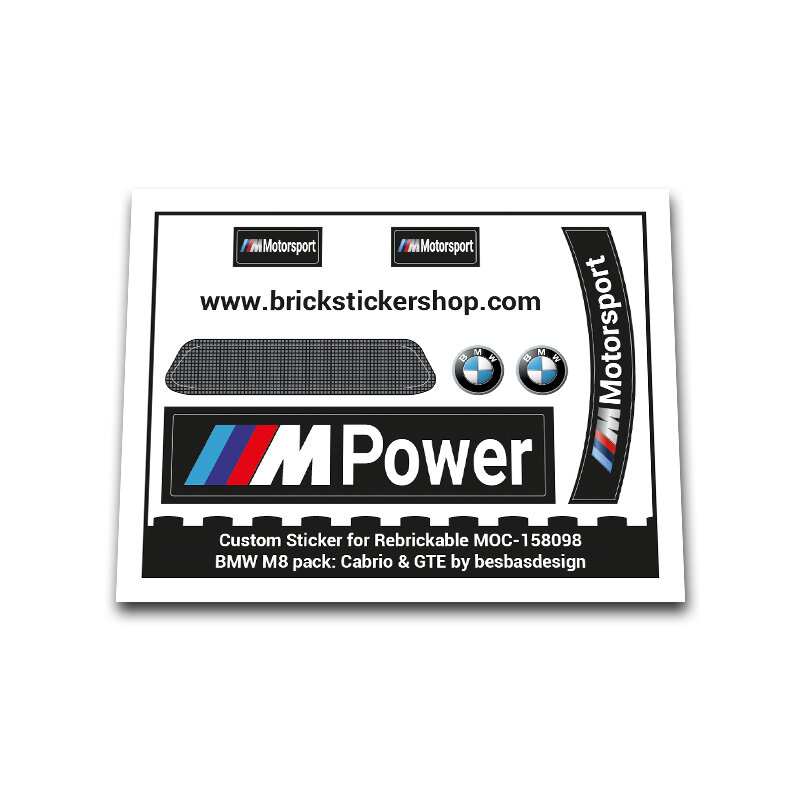 Custom Sticker for Rebrickable MOC-158098 - BMW M8 pack by besbasdesign