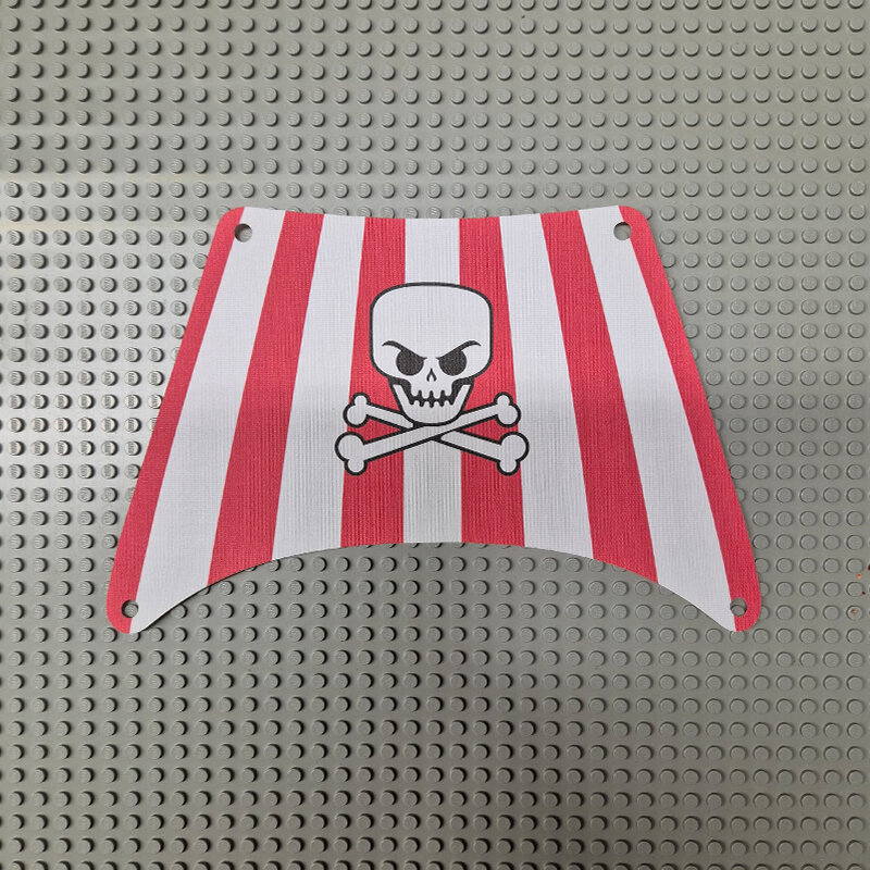 Replica Sailbb42 - Cloth Sail 28 x 18 Bottom with Red Stripes, Skull and Crossbones Pattern