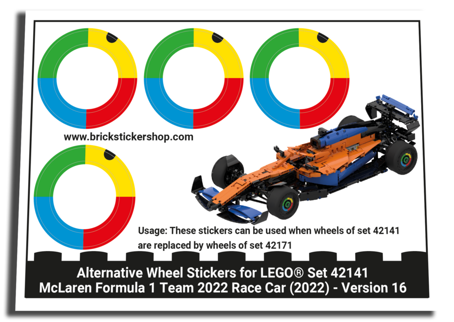 Alternative Sticker for Set 42141 - McLaren Formula 1 Team 2022 Race Car - Version 16