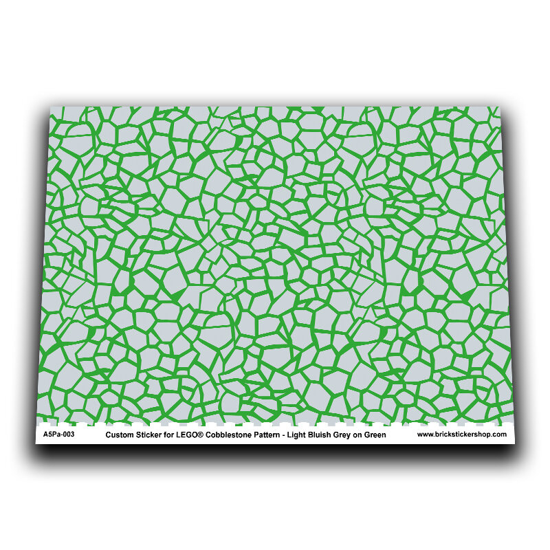 A5 sheet with Cobblestone Pattern Light Bluish Grey on Green