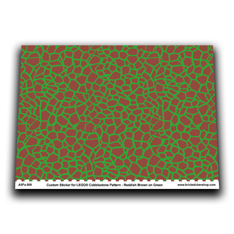 A5 sheet with Cobblestone Pattern Reddish Brown on Green