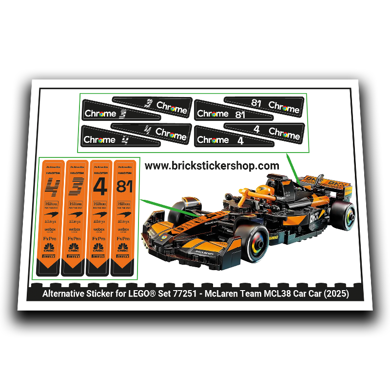 Alternative Sticker for Set 77251 - McLaren Team MCL38 Car