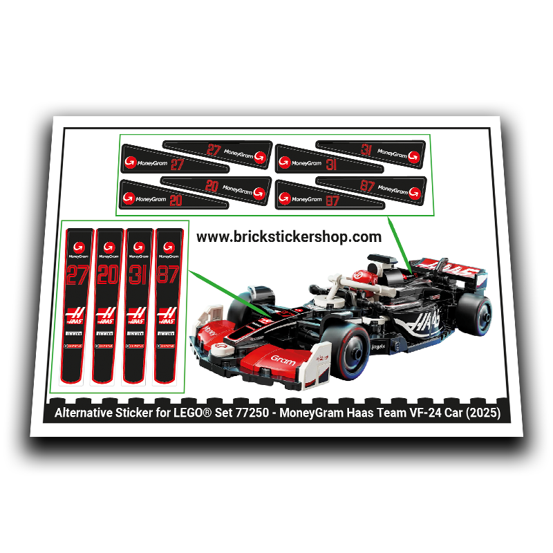 Alternative Sticker for Set 77250 - MoneyGram Haas Team VF-24 Car