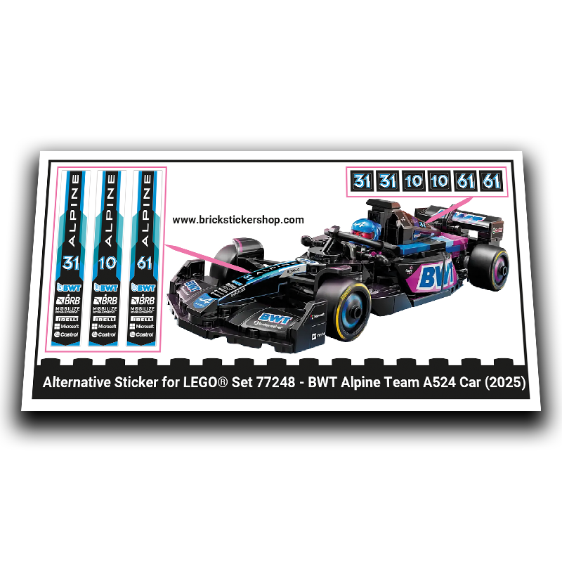 Alternative Sticker for Set 77248 - BWT Alpine Team A524 Car