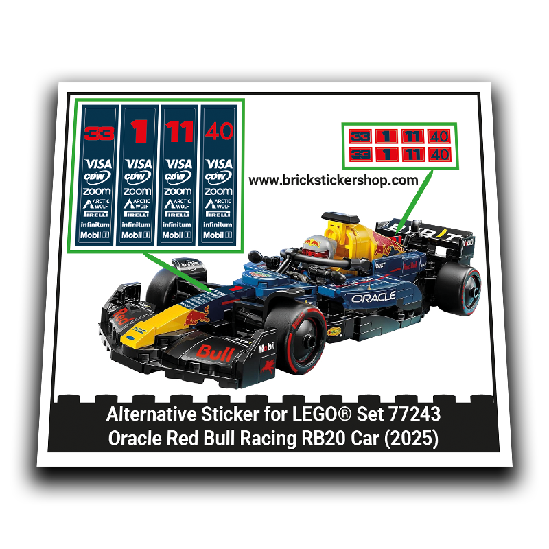 Alternative Sticker for Set 77243 - Oracle Red Bull RB20 Car