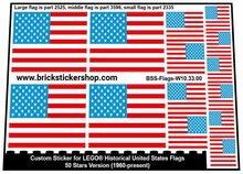 Custom Stickers for LEGO Flags - 50 Stars Version (1960-present)