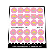 Custom Sticker - Classic Crown Round Shields (2x2) (Pink - Dark Grey)