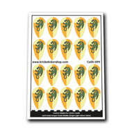 Custom Sticker - Dark Green Dragon Ovoid Shields (Bright Light Yellow-Ochre)