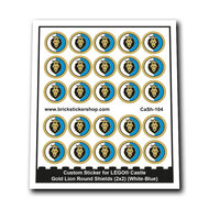 Custom Sticker - Gold Lion Round Shields (2x2) (White-Blue)