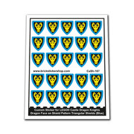 Custom Sticker - Dragon Knights Dragon Face Triangular Shields (Blue)