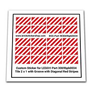 Custom Sticker - 2x1 Tile with Groove and Diagonal Red Stripes