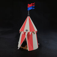 Custom Cloth - Castle Pavilion Tent with Red &amp; Tan Stripes