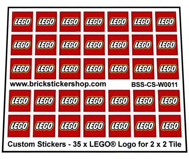 Custom Stickers 35 X With Lego Logo For Tile 2x2 Brickstickershop