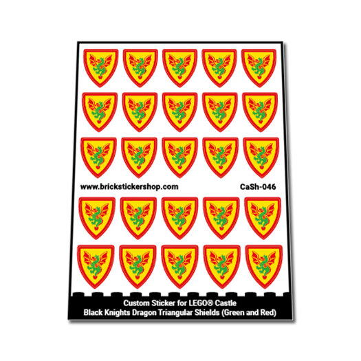 Custom Stickers fits LEGO - Black Knights Dragon Triangular Shields ...