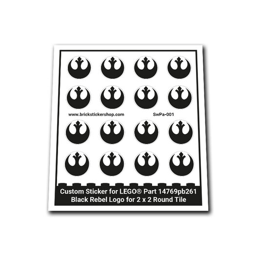 Custom Sticker - Black Rebel Logo for 2 x 2 Round Tile - BrickStickerShop