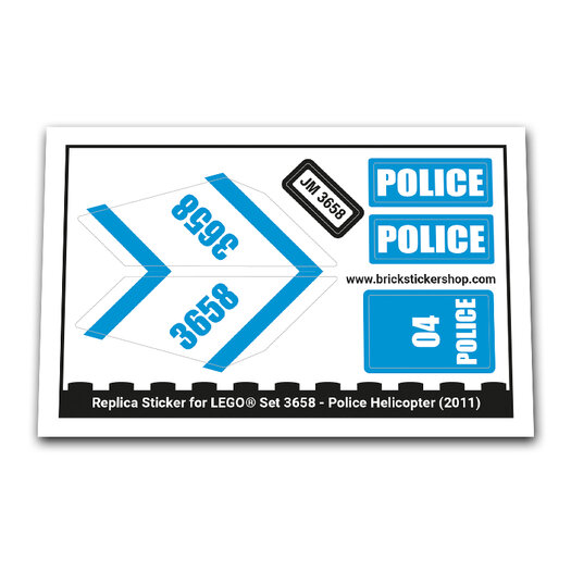 Replacement Sticker for Set 3658 - Police Helicopter - BrickStickerShop