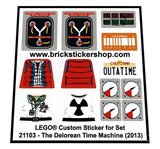 Precut Custom Replacement Stickers for Lego Set 21103 - The Delorean ...