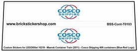 Custom Sticker - Container Cosco Shipping 40ft (blauw-rood)